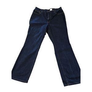 Eddie Bauer Womens Petite Size 14P ‎ Dark Blue Jeans Straight High Rise Original
